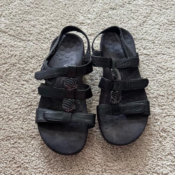 Vionic Orthaheel Black Strappy Slingback Sandals Womens Size 7 Crocodile Reptile - Picture 3 of 10